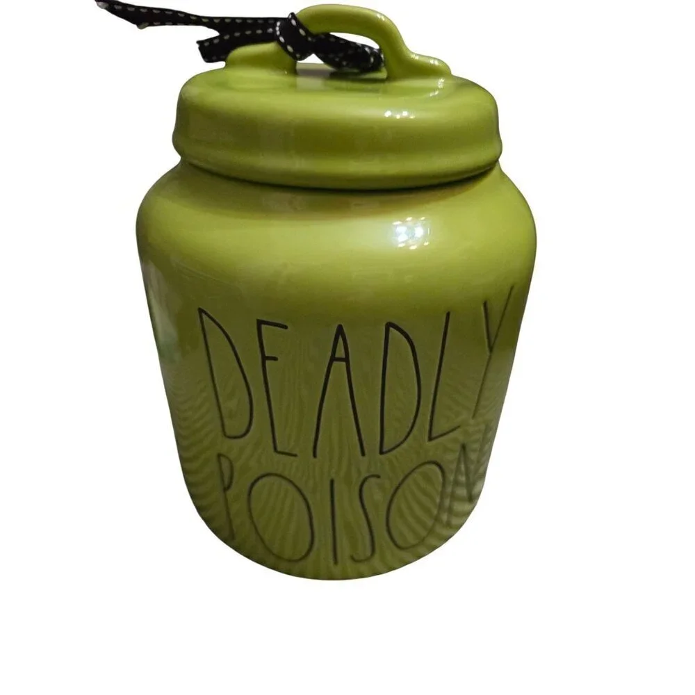 NWT Rae Dunn Deadly Poison Green Chubby Canister Halloween HTF